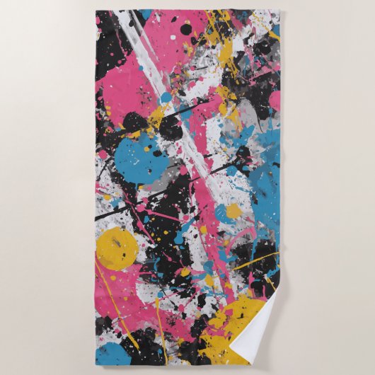 Color Splash Abstract Expression Art ビーチタオル (正面)