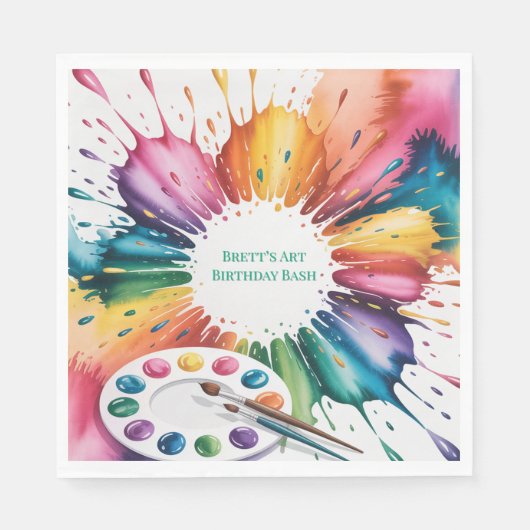 Color Splash Art Birthday Bash スタンダードランチョンナプキン (正面)