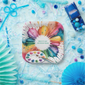 Color Splash Art Birthday Bash ペーパープレート (パーティー)