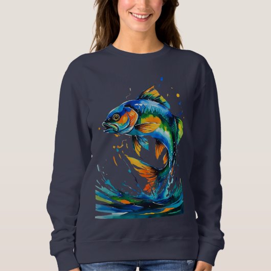 Color Splash Fish – Women’s Sweatshirt スウェットシャツ (正面)