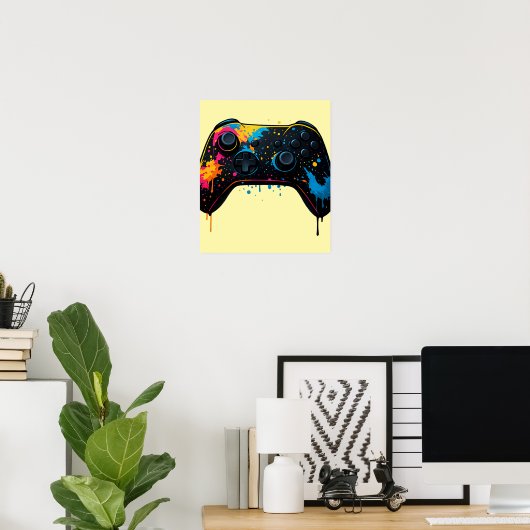 Color Splash Game Controller Sticker  ポスター (ホームオフィス)
