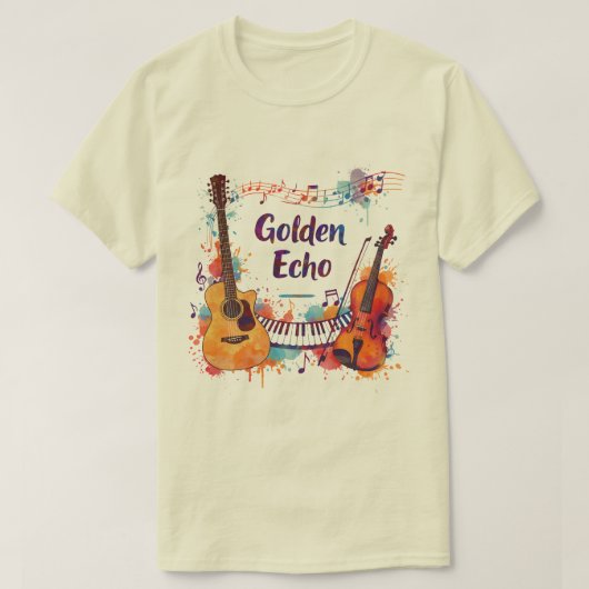 Color Splash Music Design – Guitar, Violin, Piano  Tシャツ (デザイン正面)