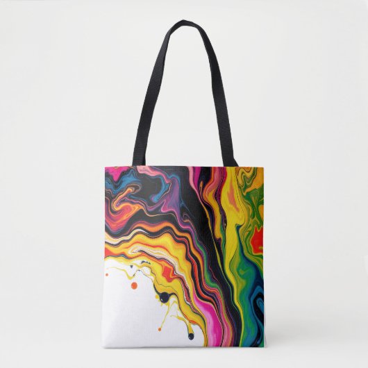 Color Splash Swirl – Vibrant Abstract Drip Art トートバッグ (正面)
