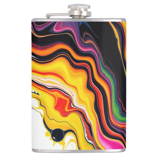 Color Splash Swirl – Vibrant Abstract Drip Art フラスク (正面)
