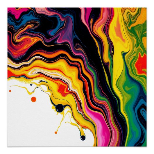 Color Splash Swirl – Vibrant Abstract Drip Art ポスター (正面)