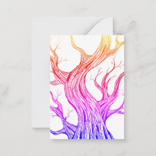 Color Spooky Abstract Tree Pen Drawing ノートカード (正面)