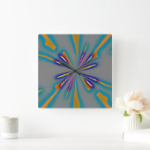 Color Starburst on Grey スクエア壁時計 (ホーム)