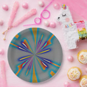 Color Starburst on Grey ペーパープレート (パーティー)