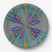 Color Starburst on Grey ペーパープレート (正面)