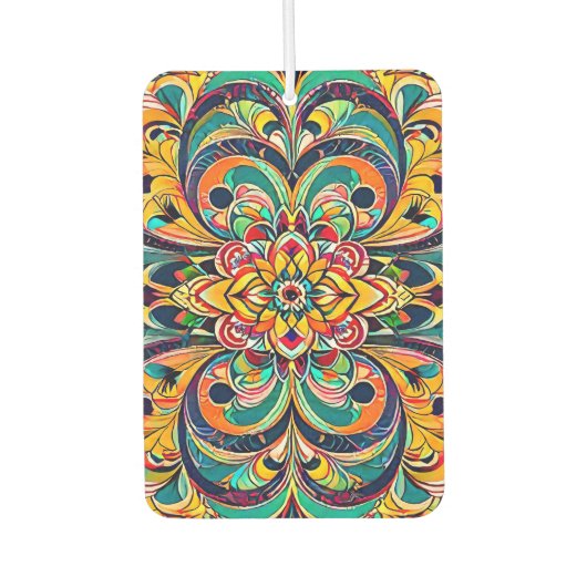 Color Symphony Mandala – Bold Psychedelic Floral カーエアーフレッシュナー (正面)