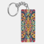 Color Symphony Mandala – Bold Psychedelic Floral キーホルダー (正面左)