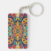 Color Symphony Mandala – Bold Psychedelic Floral キーホルダー (裏面)