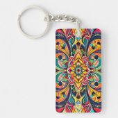 Color Symphony Mandala – Bold Psychedelic Floral キーホルダー (正面)
