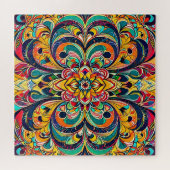 Color Symphony Mandala – Bold Psychedelic Floral ジグソーパズル (横)