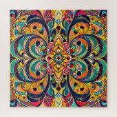 Color Symphony Mandala – Bold Psychedelic Floral ジグソーパズル (縦)