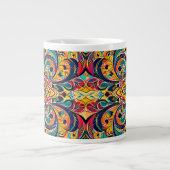 Color Symphony Mandala – Bold Psychedelic Floral ジャンボコーヒーマグカップ (正面)