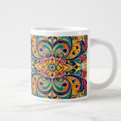 Color Symphony Mandala – Bold Psychedelic Floral ジャンボコーヒーマグカップ (右)