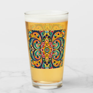 Color Symphony Mandala – Bold Psychedelic Floral タンブラーグラス