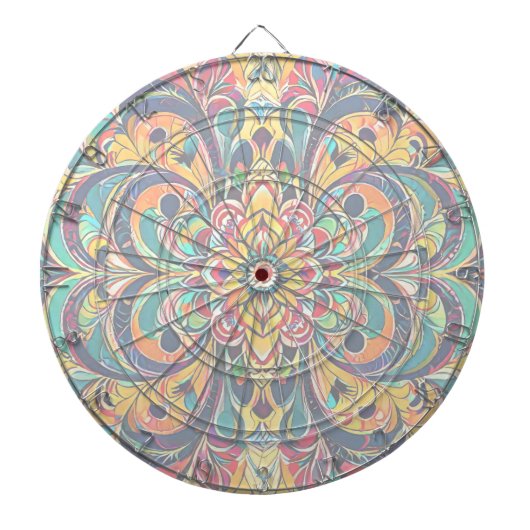Color Symphony Mandala – Bold Psychedelic Floral ダーツボード (正面)