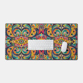 Color Symphony Mandala – Bold Psychedelic Floral デスクマット (キーボード&マウス)