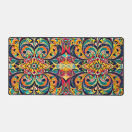 Color Symphony Mandala – Bold Psychedelic Floral デスクマット