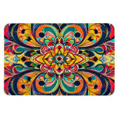 Color Symphony Mandala – Bold Psychedelic Floral マグネット (横)