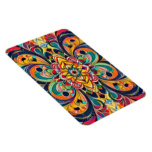 Color Symphony Mandala – Bold Psychedelic Floral マグネット (右側)