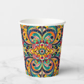 Color Symphony Mandala – Bold Psychedelic Floral 紙コップ (裏面)