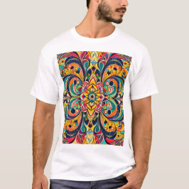 Color Symphony Mandala – Bold Psychedelic Floral Tシャツ