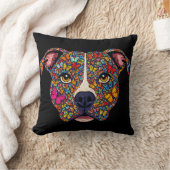 Color Therapy Butterfly Dog Portrait Pitbull Mama クッション (ブランケット)