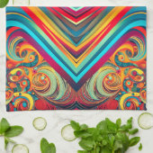 Color Wave Fusion – Modern Abstract Swirl Art キッチンタオル (折り畳み)