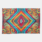 Color Wave Fusion – Modern Abstract Swirl Art キッチンタオル (横)