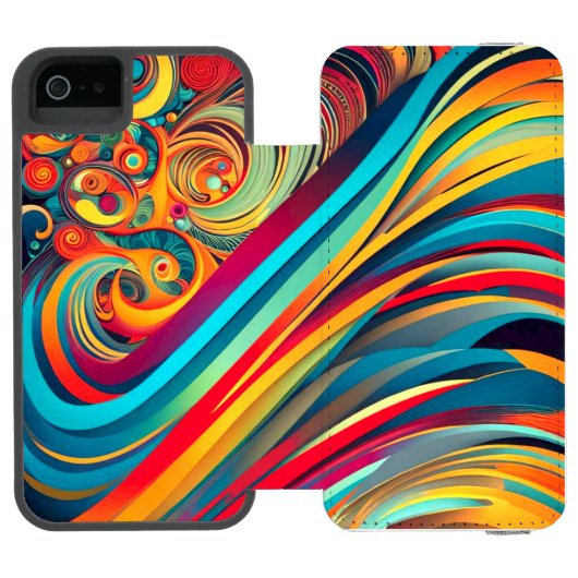 Color Wave Fusion – Modern Abstract Swirl Art Incipio iPhoneウォレットケース (フォリオ Open)