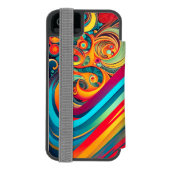 Color Wave Fusion – Modern Abstract Swirl Art Incipio iPhoneウォレットケース (フォリオ裏面)