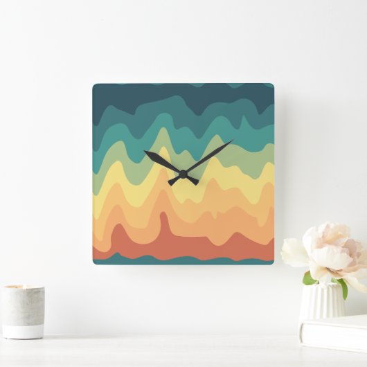 Color Wave Horizon スクエア壁時計 (ホーム)