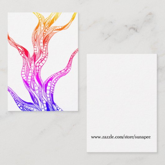 Color Wavy Curved Abstract Tree Pen ノートカード (正面/裏面)