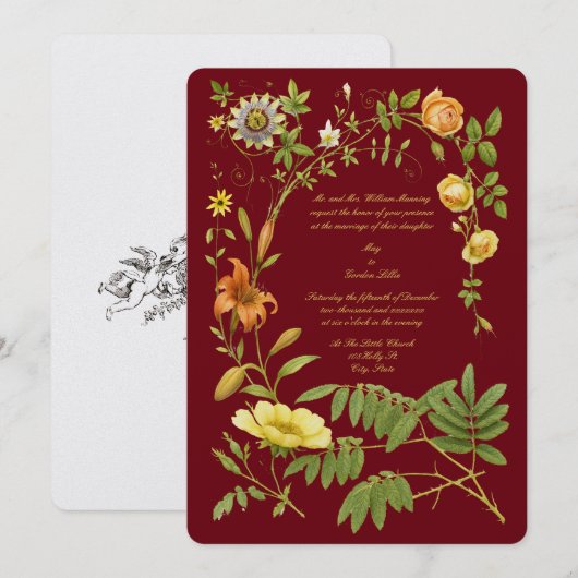 Color Wildflowers Border 招待状 (正面/裏面)