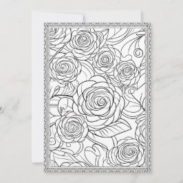 Color Your Own Elegant Floral Greeting Card サンキューカード