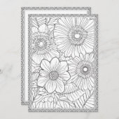 Color Your Own Elegant Floral Greeting Card サンキューカード (正面/裏面)