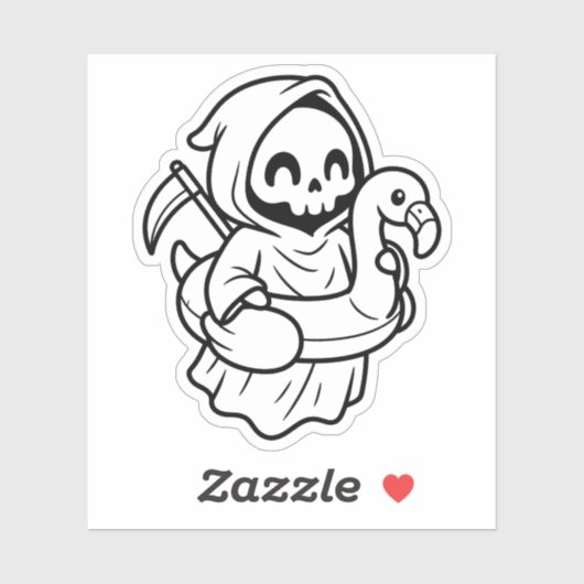 Color Your Own Grim Reaper Flamingo Floatie シール (シート)