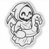 Color Your Own Grim Reaper Flamingo Floatie シール (正面)