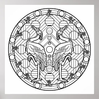 Color Your Own Heron Mandala Coloring Poster ポスター