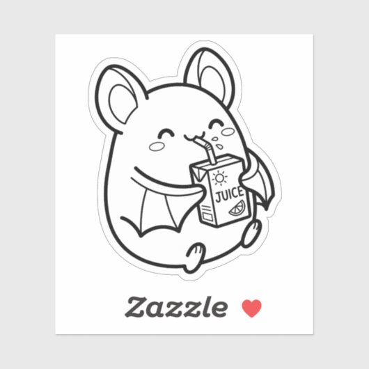 Color Your Own Kawaii Bat Juice Box Summer シール (シート)