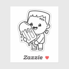 Color Your Own Kawaii Frankenstein Popsicle シール