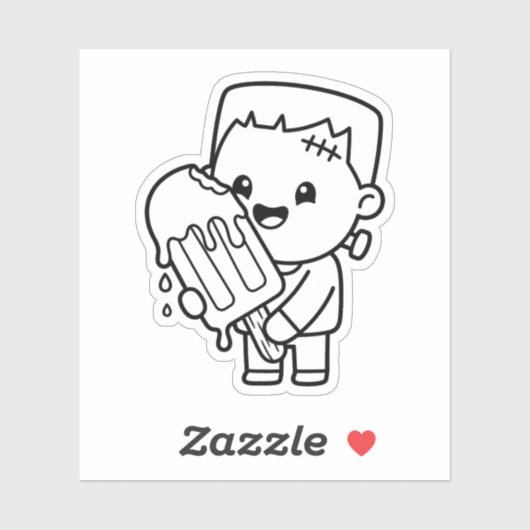Color Your Own Kawaii Frankenstein Popsicle シール (シート)
