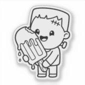Color Your Own Kawaii Frankenstein Popsicle シール (正面)