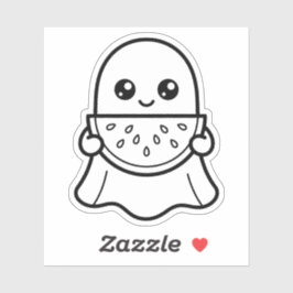 Color Your Own Kawaii Ghost Watermelon Summer シール