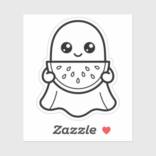 Color Your Own Kawaii Ghost Watermelon Summer シール (シート)