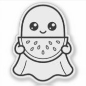 Color Your Own Kawaii Ghost Watermelon Summer シール (正面)