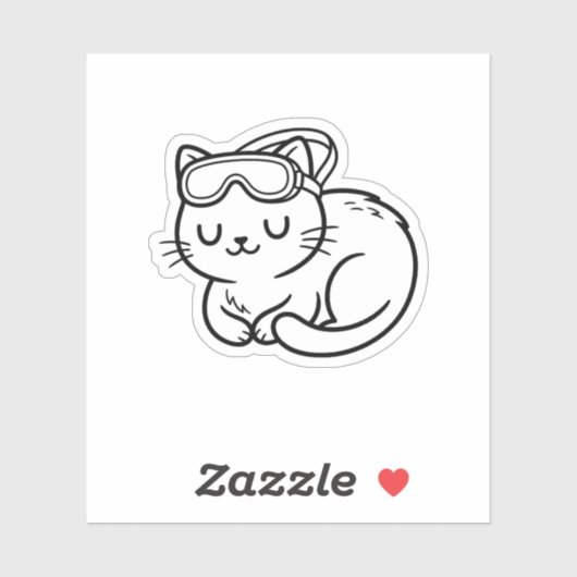 Color Your Own Kawaii Summer Cat Swimmer シール (シート)